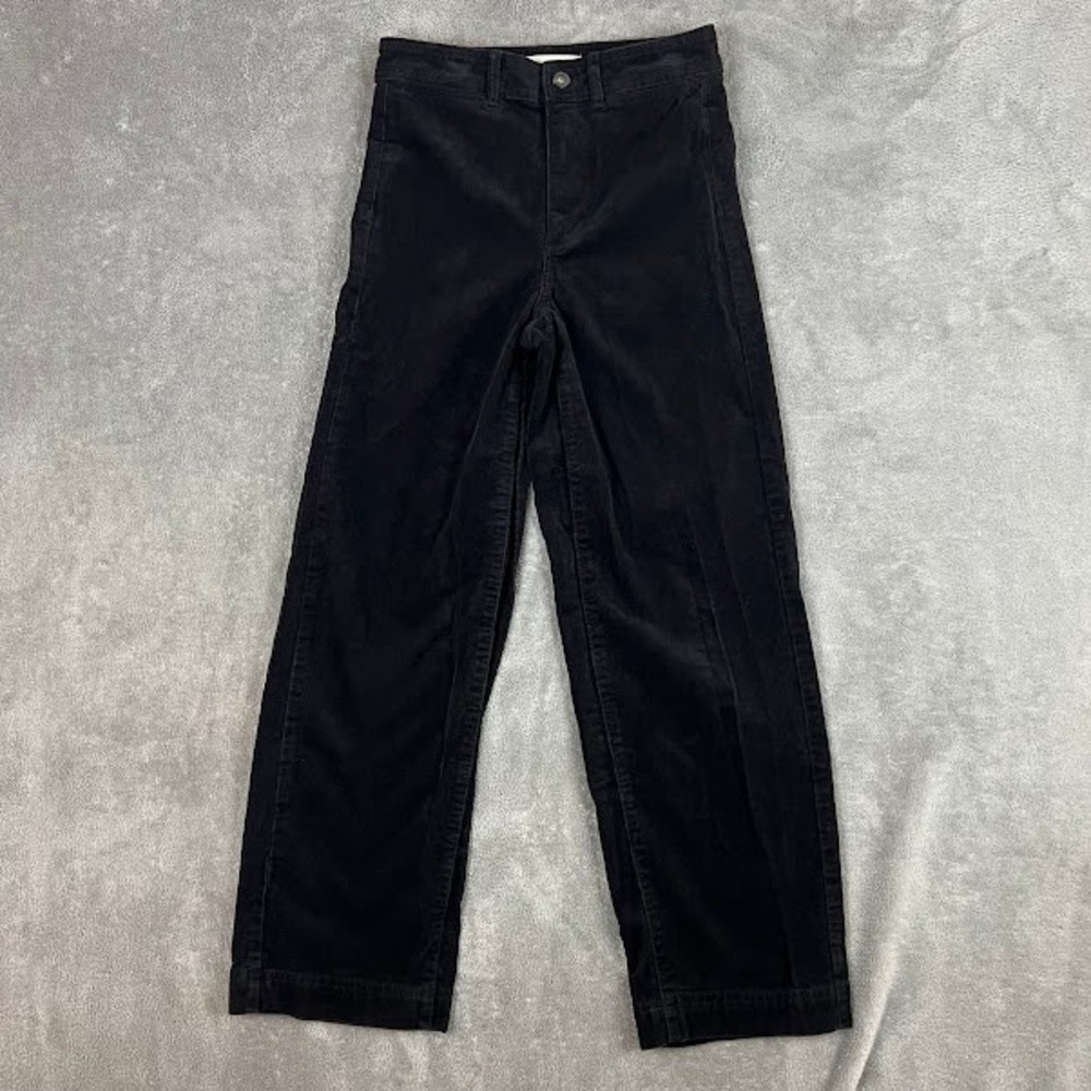 Everlane Organic Cotton Corduroy Wide Leg Pants Womens 0 Black Career Basics